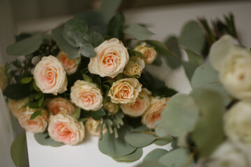 Wedding bridal bouquet. Bouquet of roses.
