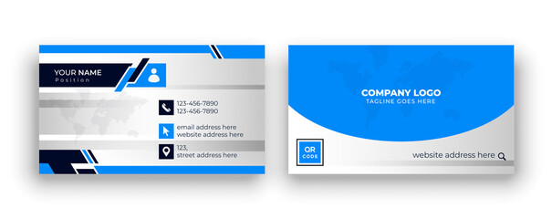 templates of business cards. modern, creative business card, blue and black colors.professional, double-sided abstract business style visiting card.