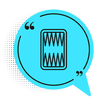 recommend clip art: Black line Backgammon board icon isolated on white background. Blue speech bubble symbol. Vector.