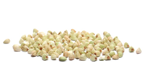Buckwheat isolated on white background, side view