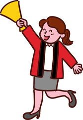 ハッピを着た女性店員