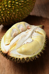 Fototapeta premium Hong Kong 2011 : A Cut Durian On The Table