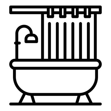 Wash Shower Curtain Icon. Outline Wash Shower Curtain Vector Icon For Web Design Isolated On White Background