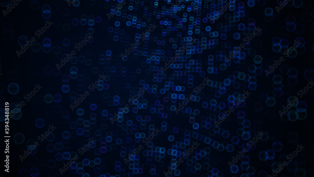 Poster abstract background background of bokeh dots in blue colors.