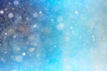 abstract blue background snow snowflakes, new year, glow design