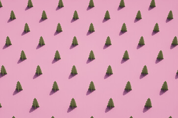 Rows of green conifer tree mockups