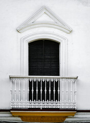 Typical balcony in Vejer de la Frontera, one of the spanish white towns in the province of Cadiz, Spain