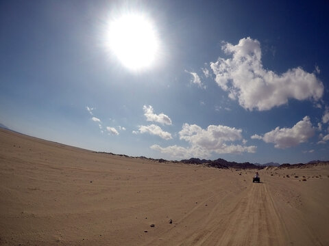 Motion blure. Quad safari.Photos were taken while driving. Desert of Sinai Peninsula, Egypt. Near Sharm El Sheikh