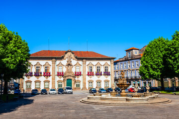 Fototapeta na wymiar Municipal City Hall in Braga, Portugal