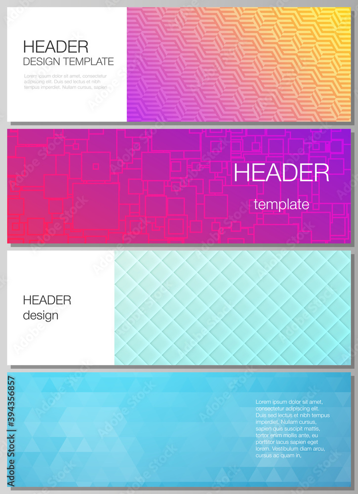 Poster the minimalistic vector illustration of the editable layout of headers, banner design templates. abs