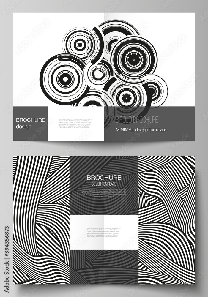 Poster vector layout of two a4 format modern cover mockups design templates for bifold brochure, flyer, boo