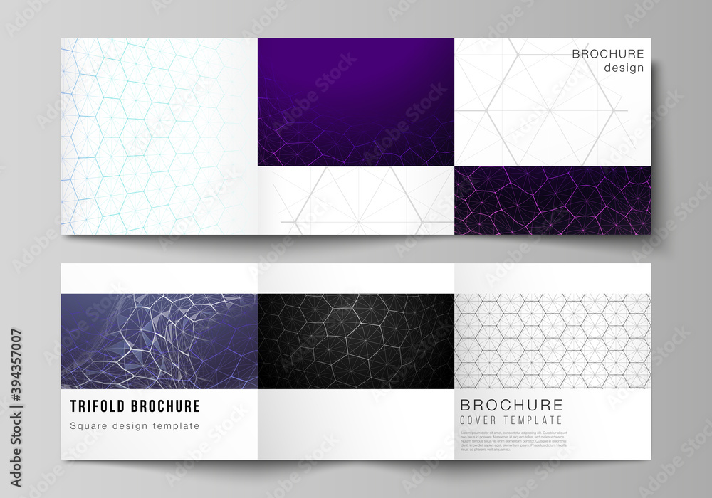 Poster vector layout of square format covers design templates for trifold brochure. digital technology and 