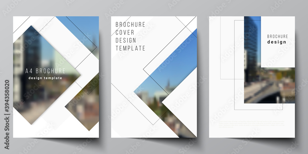 Poster vector layout of a4 format cover mockups design templates with geometric simple shapes, lines and ph