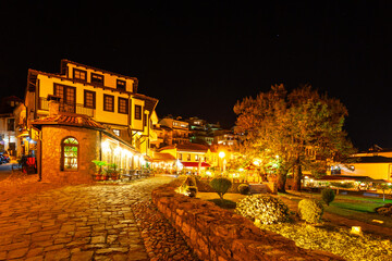 Fototapeta na wymiar Ohrid old town at night, Macedonia