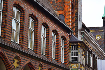 Medieval old town hall (Lubecker Rathaus) in Lubeck, Schleswig-Holstein region, Germany, Europe.