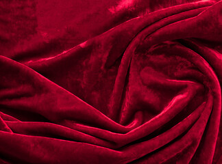 red velvet fabric with soft waves. Fashion Color of the Year 2021. close-up