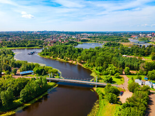 Fototapeta na wymiar Yaroslavl city, Volga river aerial view