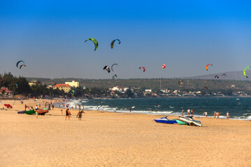 Kite surfing ,beach  Mui Ne , Vietnam, Asia