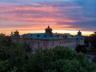 Sunrise at Rydzyna Castle in Poland 