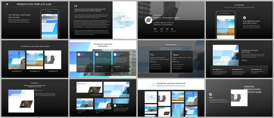 Presentation design vector templates, multipurpose template for presentation slide, flyer, brochure cover design, infographic report. Abstract geometric pattern. Corporate identity business concept.