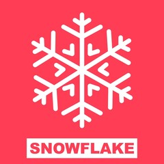 winter snowflake vector illustration silhouette icon isolated on red color background. Great for cards, web, happy, printing, templates, books, etc.