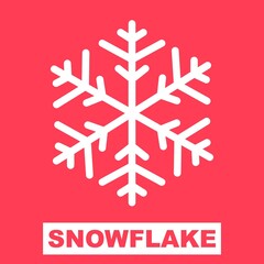winter snowflake vector illustration silhouette icon isolated on red color background. Great for cards, web, happy, printing, templates, books, etc.