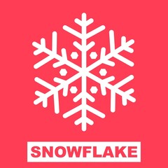 winter snowflake vector illustration silhouette icon isolated on red color background. Great for cards, web, happy, printing, templates, books, etc.
