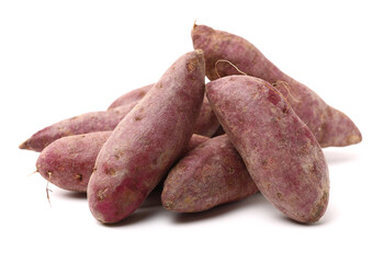 Purple Colored Sweet Potatoes on White background