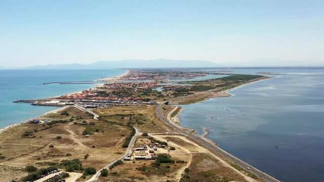 survol des &eacute;tangs de Leucate (Aude, France)