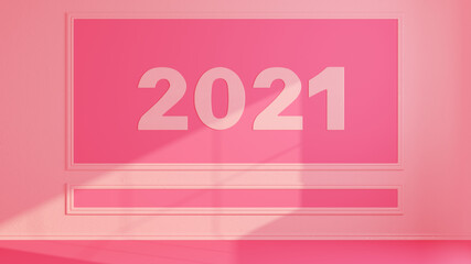 Pink room with 2021 digits