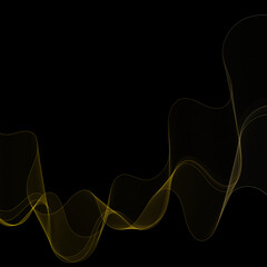 Gold wave on a black background. Design element.
