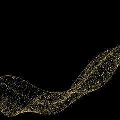Fototapeta premium Silver gold and glitter wave. Abstract history. illustration. Object isolated on black background. eps 10