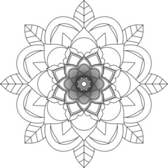 Easy Mandala coloring book simple and basic for beginners, seniors and children. Set of Mehndi flower pattern for Henna drawing and tattoo. Decoration in ethnic oriental, Indian style.