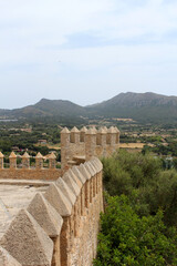 Ancient fortress wall in the old town of Arta, Mallorca island, Spain