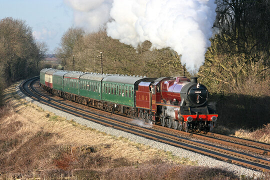 Jubilee Steam Loco 5690 Leander at the Great Central Railway Heritage Steam Railway, Loughborough, Leicestershire, United Kingdom - 21st March 2010.