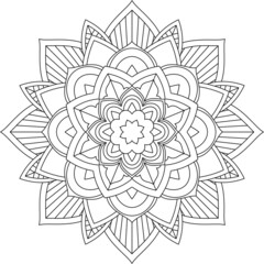 Easy Mandala coloring book simple and basic for beginners, seniors and children. Set of Mehndi flower pattern for Henna drawing and tattoo. Decoration in ethnic oriental, Indian style.