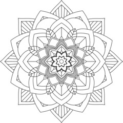 Easy Mandala coloring book simple and basic for beginners, seniors and children. Set of Mehndi flower pattern for Henna drawing and tattoo. Decoration in ethnic oriental, Indian style.