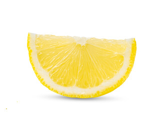 slice of lemon citrus fruit on white background