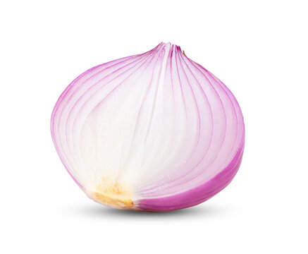  sliced red onion on white background
