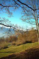Fototapeta premium Wunderschöne Herbststimmung in Triesenberg in Liechtenstein 18.11.2020