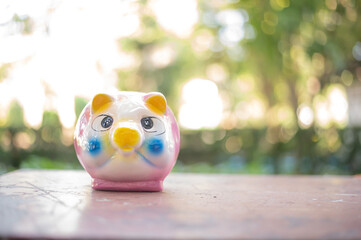piggy bank on a wooden table
