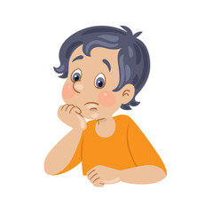 Children and emotions. Sad boy. In cartoon style. Isolated on white background. Vector flat illustration.