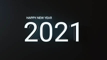 Happy New Year 2021 3D Rendering Typography