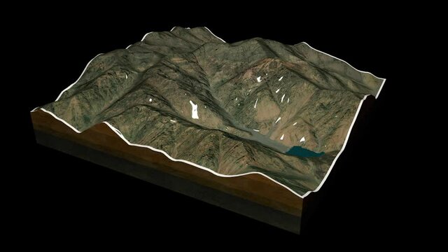 Mount Toubkal terrain map 3D render 360 degrees loop animation