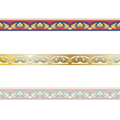 Set of flower ornaments. Decorative ribbon in vintage style. Coloful illustration. Coloful illustration. EPS10