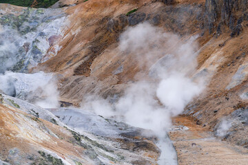Steam coming out of the ground in the 