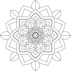 Easy Mandala coloring book simple and basic for beginners, seniors and children. Set of Mehndi flower pattern for Henna drawing and tattoo. Decoration in ethnic oriental, Indian style.