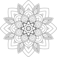 Easy Mandala coloring book simple and basic for beginners, seniors and children. Set of Mehndi flower pattern for Henna drawing and tattoo. Decoration in ethnic oriental, Indian style.