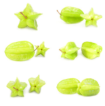 Collage of star apple on white