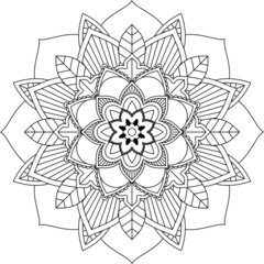 Easy Mandala coloring book simple and basic for beginners, seniors and children. Set of Mehndi flower pattern for Henna drawing and tattoo. Decoration in ethnic oriental, Indian style.